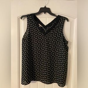 Women’s Maurice Brand Black/White Polka Dots Sleeveless Flair Blouse XL